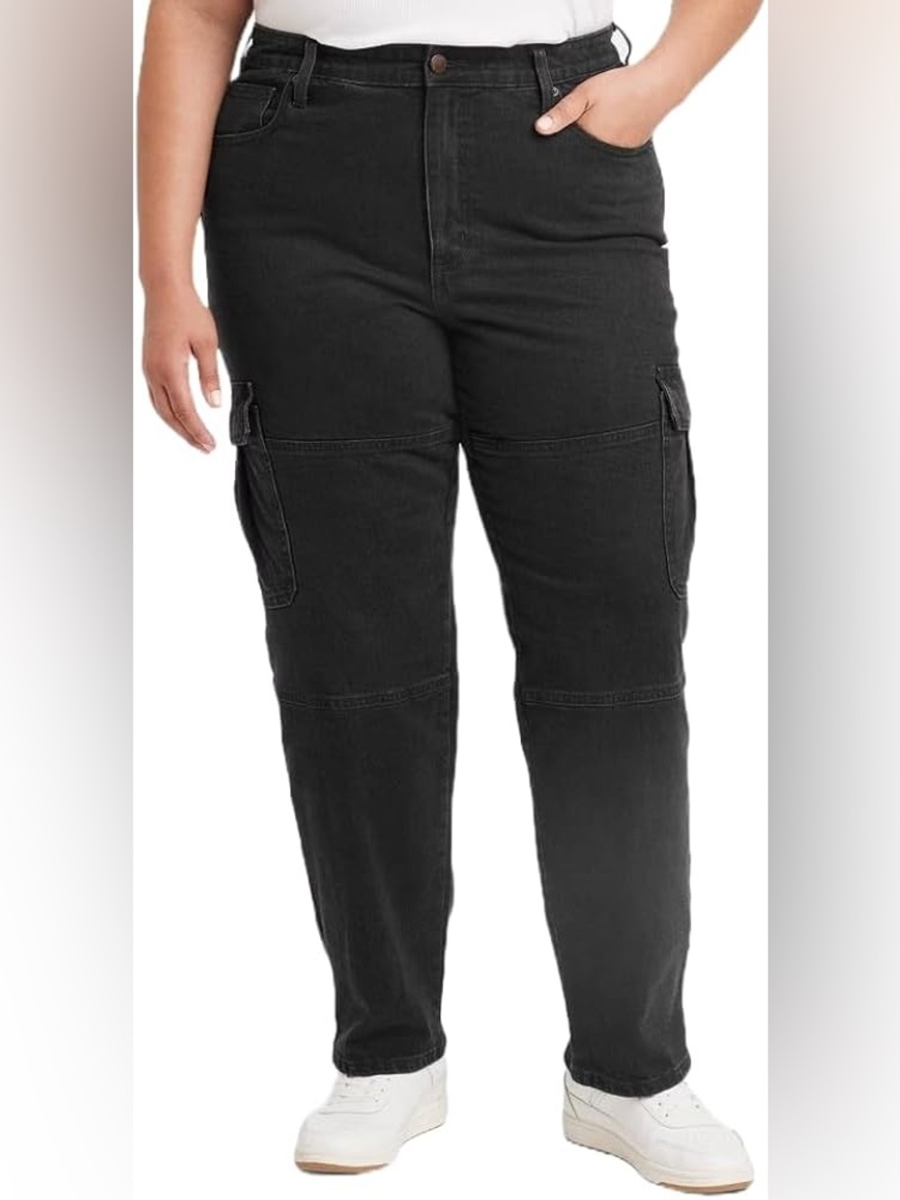 Universal Thread Black High Rise 90s Straight Jeans with Cargo Pockets